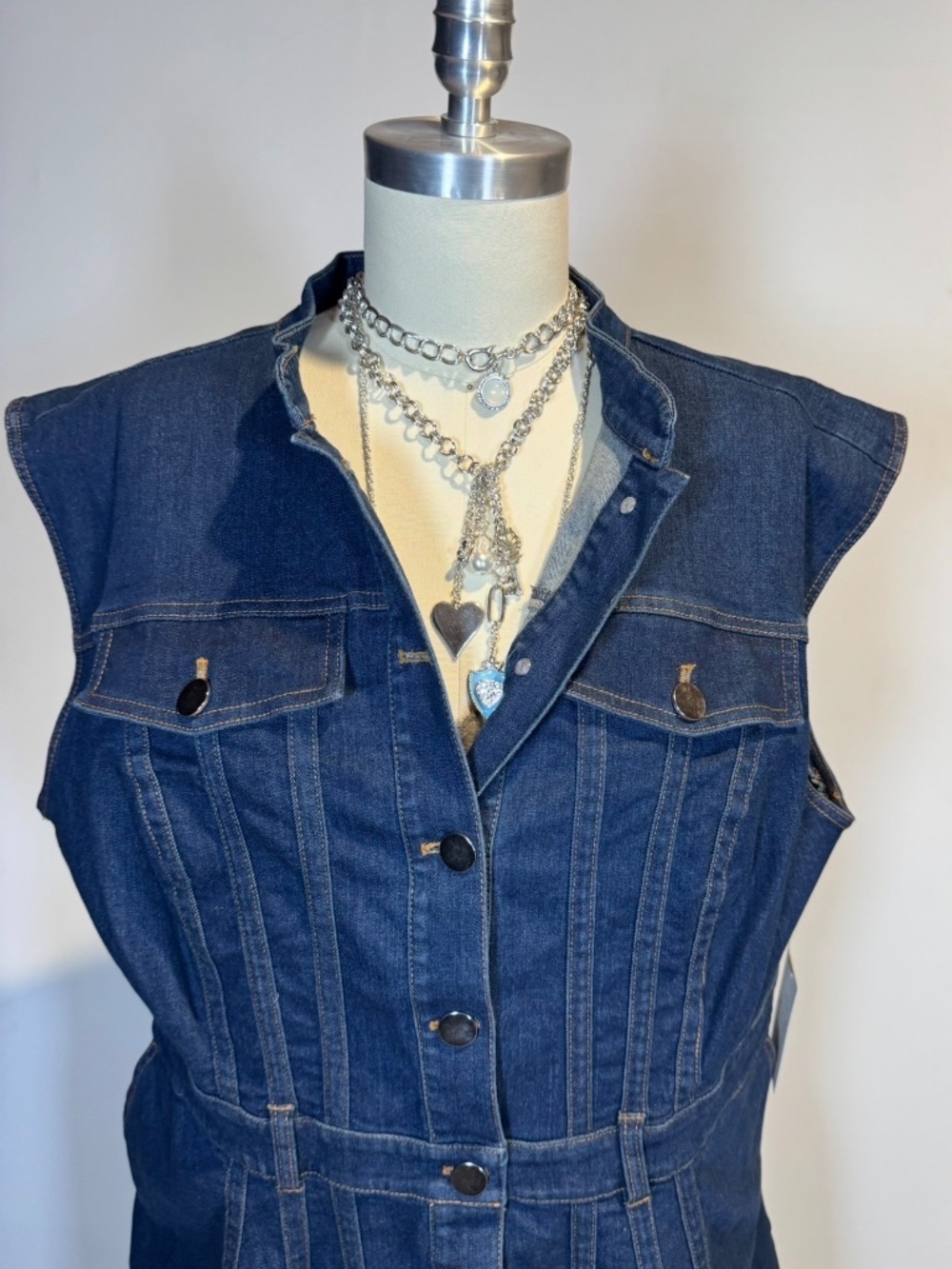 NWT Eloquii Sleeveless Denim Dress, Women's Plus Size 18 - Picture 6 of 10